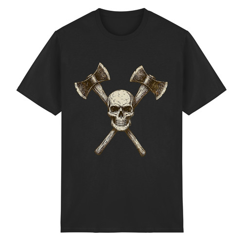 Shirt skull double - "skull, axe"