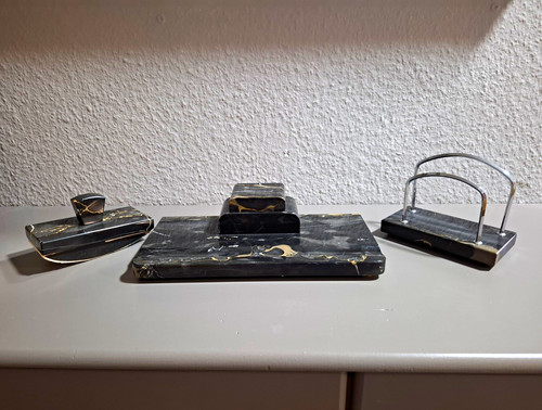 Art deco schreibtischset aus - ,