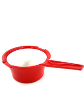 Timo Sarpaneva Rosenlew Gusseisen Stieltopf Kasserolle rot Finnland Vintage