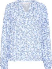 Kaffe KAmathilde Damen Bluse Gr. 42 Blau/Chalk Print Viskose Loose Fit Frühling