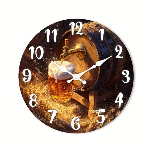 Wanduhr bierfass druck dcf - wanduhr,
