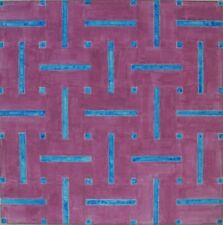 Gudrun Freder Blaue Farbformen auf pinkem Grund Acryl signiert datiert 2006