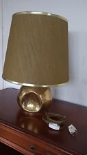 Italienische Vintage Tischlampe, 50er Messing 30cm Ø Linen Schirm