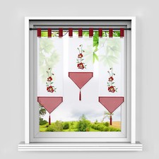 3 Stück Scheibengardinen mit Schlaufen Bistrogardinen Lamellen Küche Kurzgardine