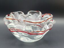 Schöner klar/roter Glaskunst Handblasschale Aschenbecher