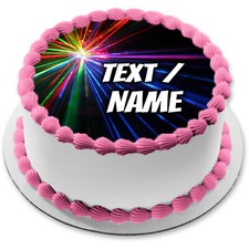 Laser Tag Disco Tortenbild essbar Party Deko personalisiert Wunschtext Club neu