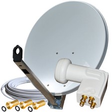 Digitale Sat Anlage GIBERTINI 85 cm Spiegel mit Quattro LNB HDTV Alu Kabel HQ