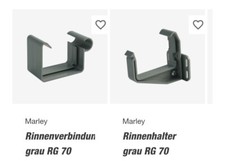 MARLEY Kastendachhrinne, grau, 12x3 meter, Verbindungstücke, Montierungsstücke..