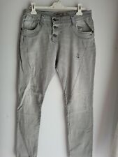 PLEASE JEANS MODELL P 78 GR L  JEANS GRAU BLAU HINTERLEGT IM USED LOOK
