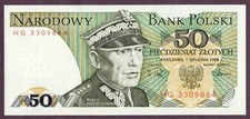 POLEN 50 ZLOTYCH Banknote 1988