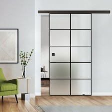 Schiebetür Glasschiebetür Industrial Style 900 x 2180 mm Satino Blickdicht
