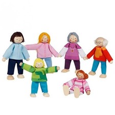 Biegepuppen Moderne Familie 6Teile Set für Puppenhaus Biegepüppchen Holz