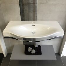 Laufen "Palace" Keramik-Waschtisch, Edelstahl-Griff, weiß - 51 x 90 x 11 cm