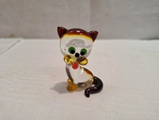 Katze Cat 4,5 cm  LAUSCHA DDR Thüringen Glaskunst Tiere