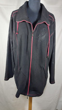 ULLA POPKEN SCHWARZ-PINKE FLEECEJACKE SCHMUCKSTEINE MUSTER JACKE UNISEX GR 46/48