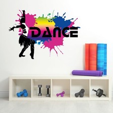 Wandtattoo Dance – Bunte Farbkleckse mit Tänzerin Wandsticker fürs Tanzstudio