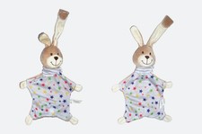 WIE NEU* 2 x TCM Tchibo Hase Häschen grau beige Sterne Schmusetuch Schnuffeltuch
