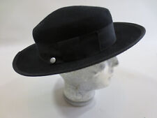 LIERYS Hut Canotier Boater Matelot Kreissäge 55 cm Wolle schwarz wie NEU /YA