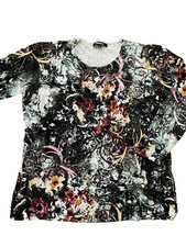 Damen Strick Pullover XL 46 48 50 Futura Moda Blumen Muster Pulli Strasssteine