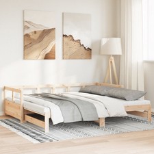 Tagesbett Bett Gästebett Bettrahmen Ausziehbar mit Matratzen Massivholz Kiefer