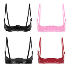 DE Damen BH Sexy Glänzend Lackleder Bralette Büstenhebe Dessous Erotik Nachtwear