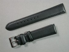 echt Leder Uhrenarmband Schwarz Seidenmatt 18mm gerade Edelstahlschliesse 7739