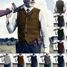 Braun Herren Jagd Tweed Weste