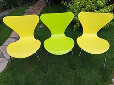 3 x Original Fritz Hansen Stühle Arne Jacobsen  1991  Gelb  Grün