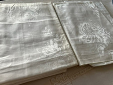 2x Bettbezug Damast 2 Kopfkissenbezüge  DDR VEB Planet weiß Chrysantheme unbenut