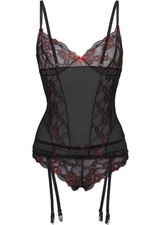 Neu 1-tlg Strapstop Gr. 48/50 Schwarz Rot Damen Erotikwäsche Corsage