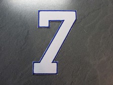 Zahl 7 Stoff Zahlen 10cm  weiß blau Aufbügeln Tricot Zahl   Aufnäher Bügelbild