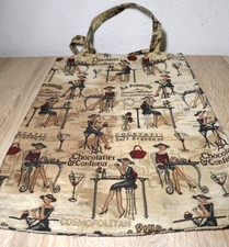 ❤️  SHOPPER AUS STOFF STOFFTASCHE   BROKAT 32X40CM 2 GRIFFE GEBRAUCHT GUT ERHALT