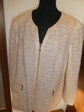 Blazer Gr.48 -Gelco  -beige- Materialmix -Boucle-und Samtähnlich-Reißverschluss