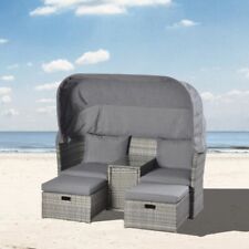 Strandkorb Lounge 170x170 Rattan Sonnenliege Sonneninsel Gartenliege Strandkörbe