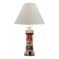 Lampe-Leuchtturm Schirmlampe aus Holz/Metall 30 x 55 cm Sea-Club