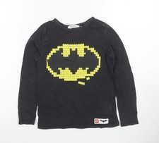 H&M Jungen Batman schwarzes Langarm-T-Shirt 7-8 Jahre
