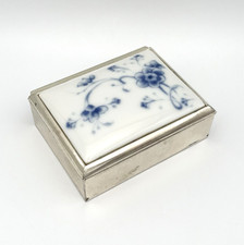 Vintage Schmuckkästchen Tabatière Blumen Silber Schatulle Deckeldose RAR #3425