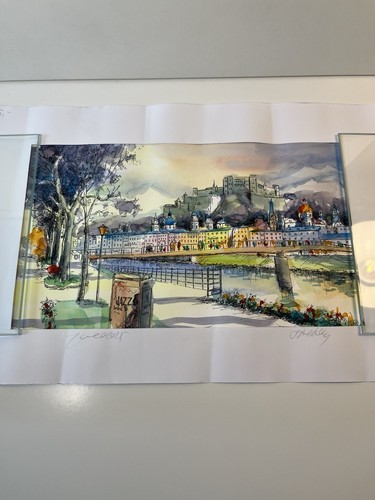Aquarell stadt salzburg - stadt,