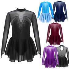 Kinder Mädchen Kleid Ballett Tanzbekleidung Wettbewerb Trikot Funkelnd Kostüm