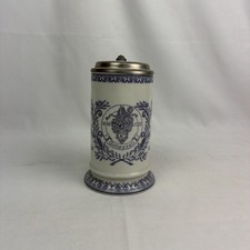 Porzellan Bierkrug Zinndeckel
