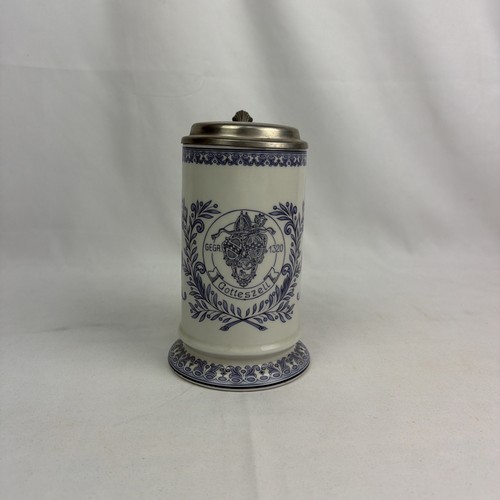 Porzellan bierkrug zinndeckel - porzellan,