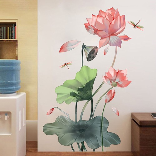 Lotus dragonfly wall stickers - lotus,
