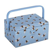 Groves Nähkorb "Bienenschwarm" (blau/ 26 x 19 x 14,5 cm) Nähkasten Korb