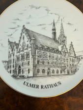 Sammelteller Teller Wandteller Städteteller Ulmer Rathaus Goldrand