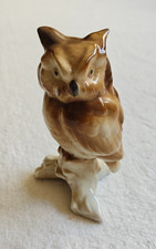 Eule aus Porzellan in Braun