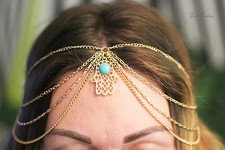 Haarband Stirnband Haarkette Hand der Fatima Hamsa Khamsa Haarschmuck A195