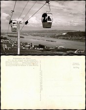 Rüdesheim (Rhein) Verkehr: Seilbahn, Gondel Stadt und Rhein 1965