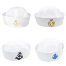 Weiße Matrosenhut Seemann Marine Kappe Unisex Cosplay Kostüm Partymütze Kappe