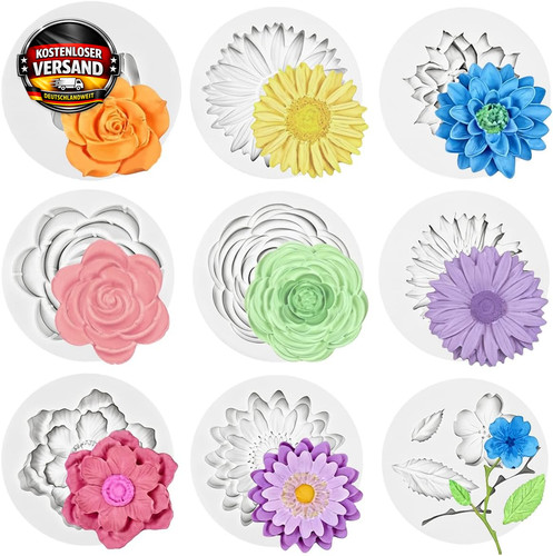 Blumen silikonformen 9er set - 9er,