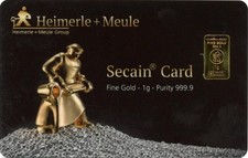 Goldbarren 1 g Hamerle & mule auf  Original Versigelte Secain Card 999,9 Au